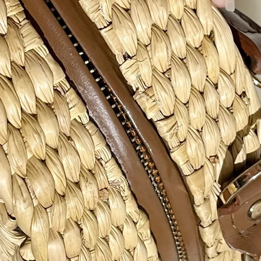 POOLSIDE x Dannijo Ariana “LOVE” Shell Rattan Circular Basket Handbag Purse